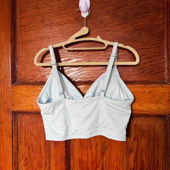 Baby blue cropped crinkle swimsuit top - Picture 3 of 3